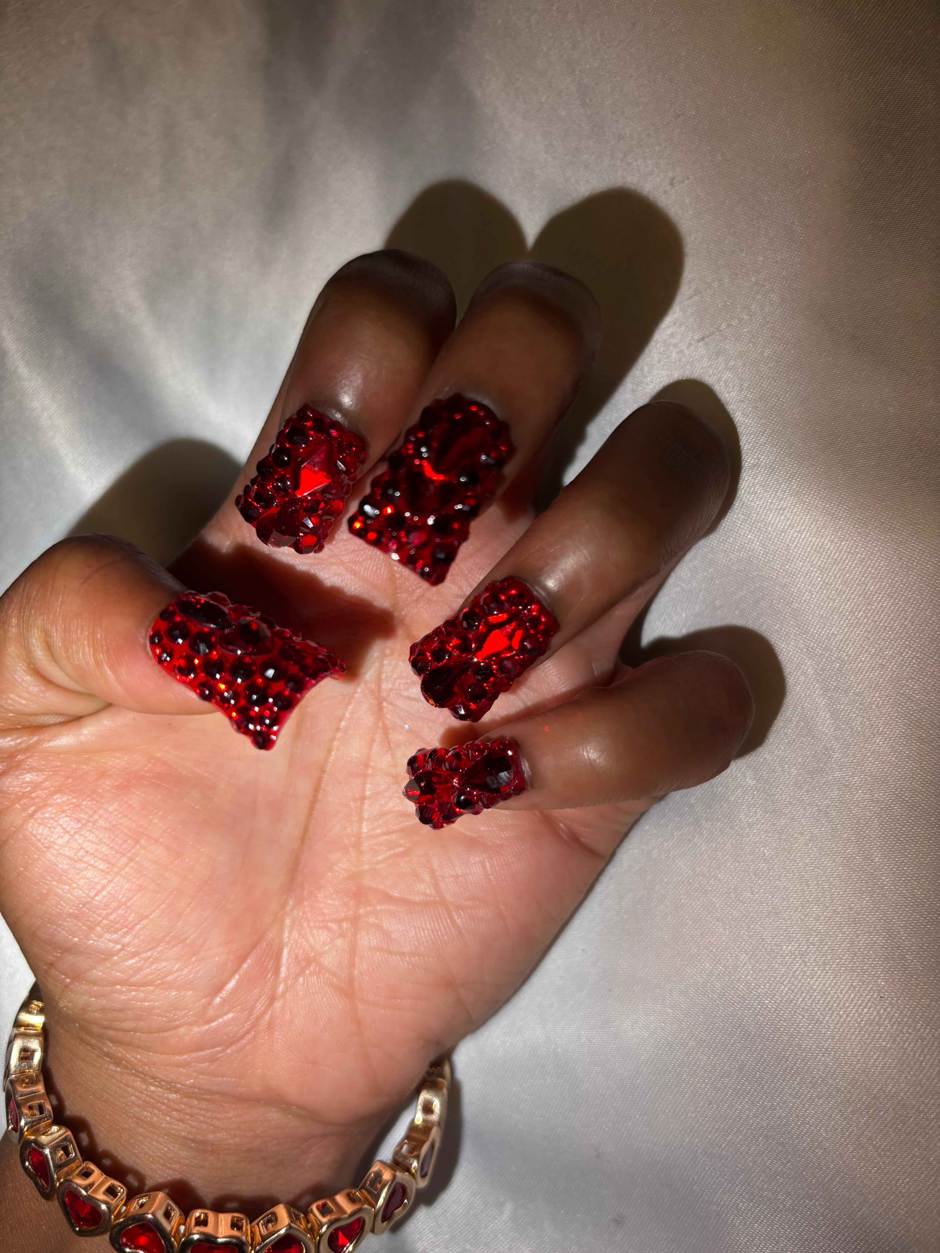 Red Bling Press On Nails