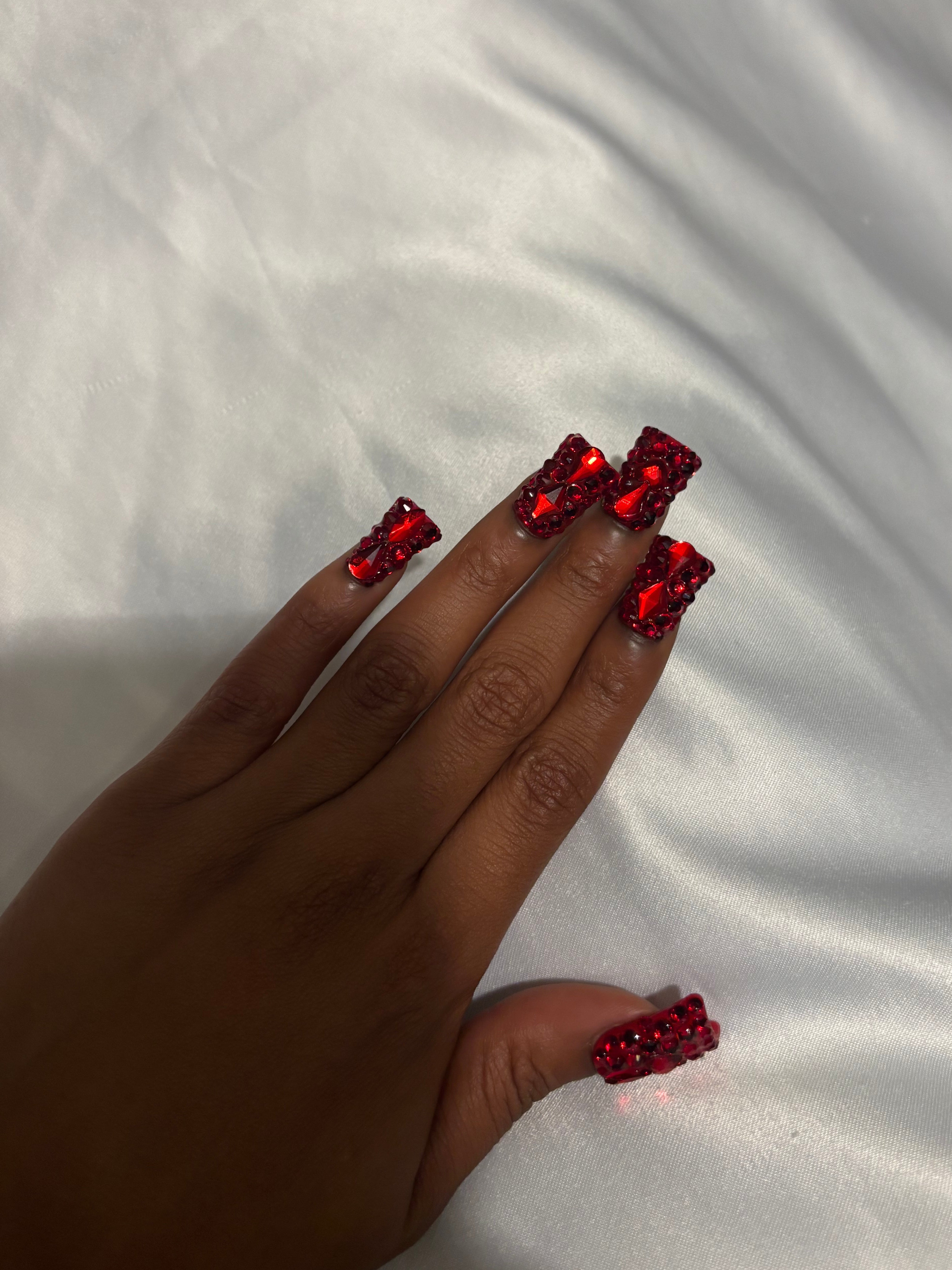 Red Bling Press On Nails