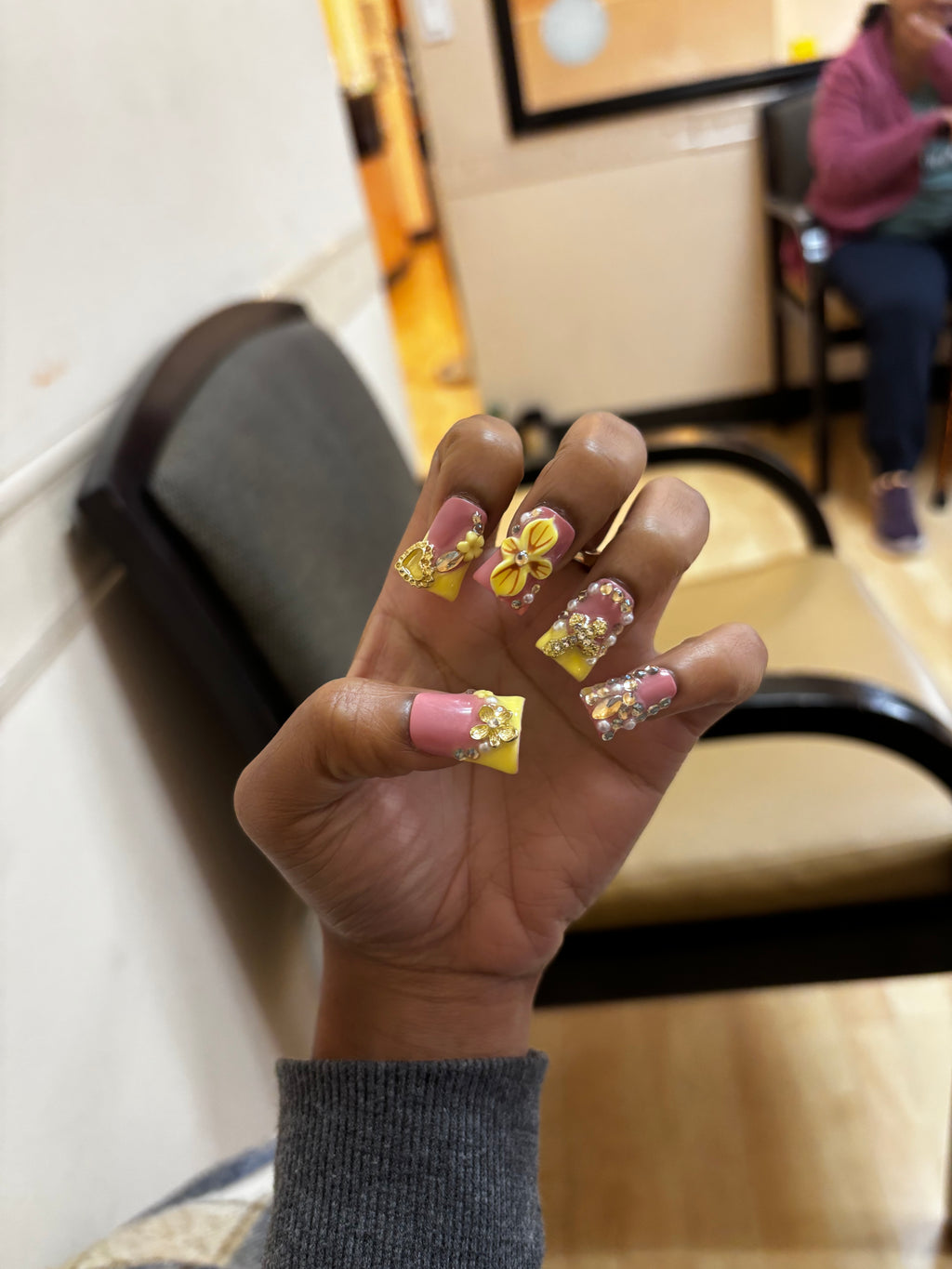 Yellow & Gold Press On Nails